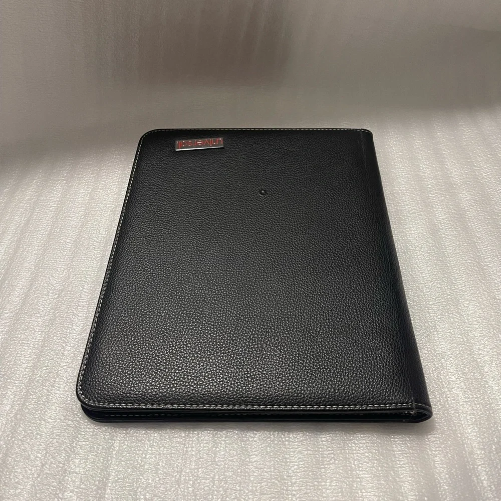 Universal Leather-Look Pad Folio – Black | Slim Business Organizer